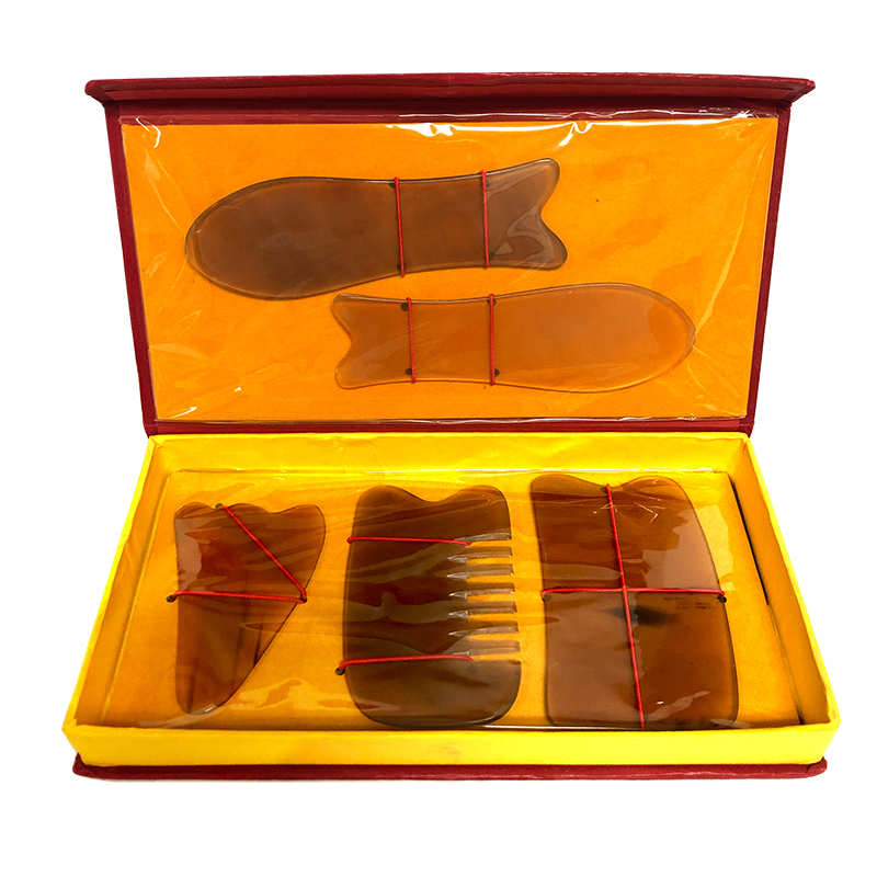 Buffalo Horn Gua Sha 5-Piece Yellow Sets